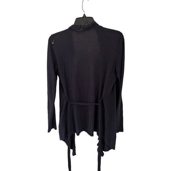 MAGASCHONI Cotton Cardigan Ruffled Front Belt Brown Long Sleeve Size Small - Picture 5 of 8